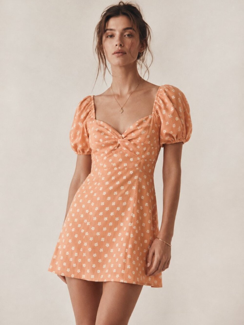 Floral Mini Dress Puff Sleeve Sweetheart Coquette Small